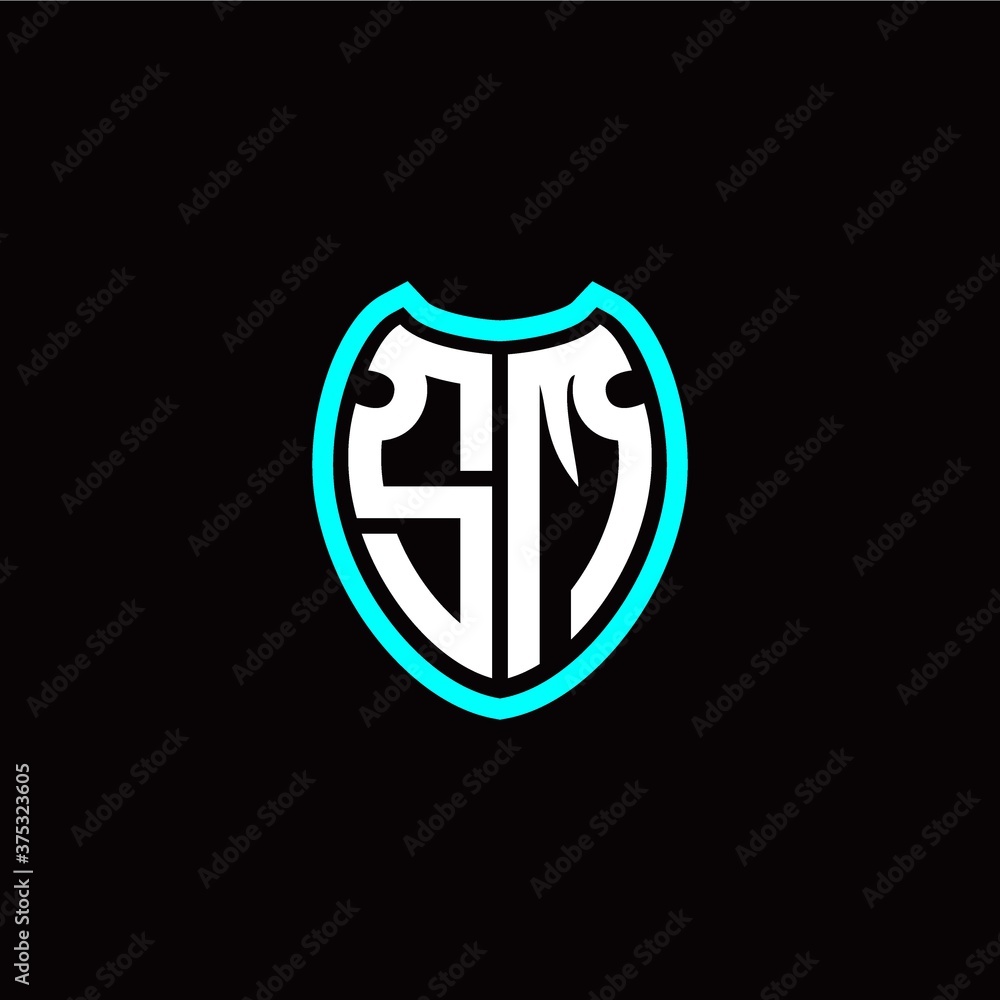 Initial S M letter with shield modern style logo template vector Initial S M letter with shield modern style logo template vector
