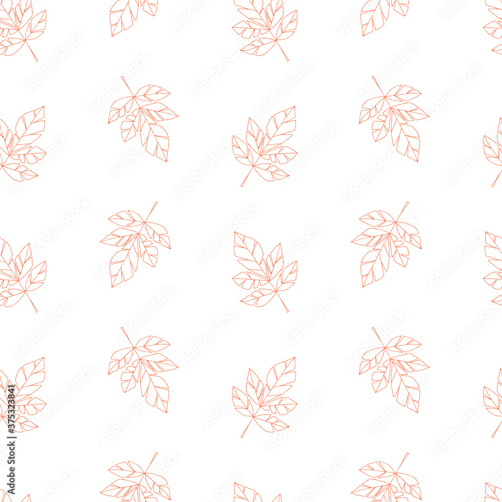 Seamless autumn vector pattern with leaves