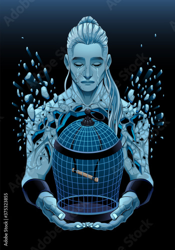 Representation of sadness. Vector fantasy illustration