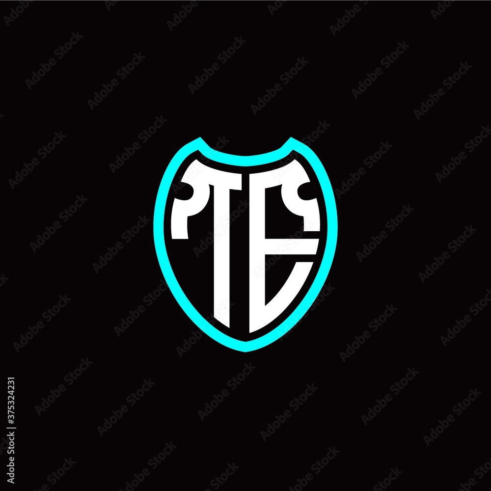 Initial T E letter with shield modern style logo template vector Initial T E letter with shield modern style logo template vector