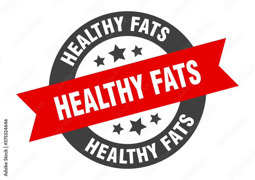 Fototapeta premium healthy fats sign. round ribbon sticker. isolated tag
