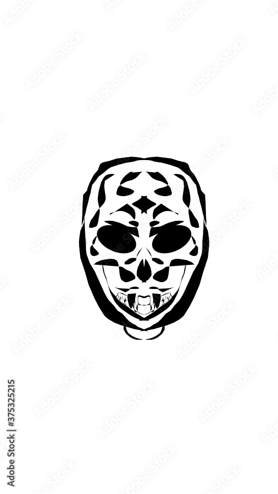 Fototapeta premium pumpkin illustration with scary skull face. very suitable for halloween celebrations