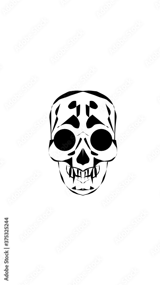 Fototapeta premium pumpkin illustration with scary skull face. very suitable for halloween celebrations