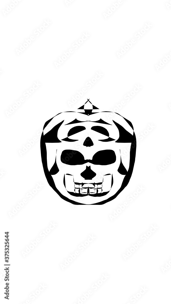 Fototapeta premium pumpkin illustration with scary skull face. very suitable for halloween celebrations