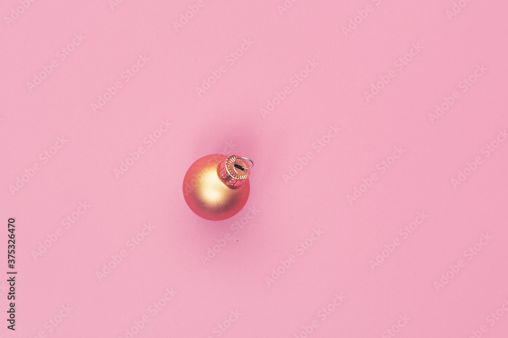 christmas ball on pink background isolate, copy space, layout christmas ball on pink background isolate, copy space, layout