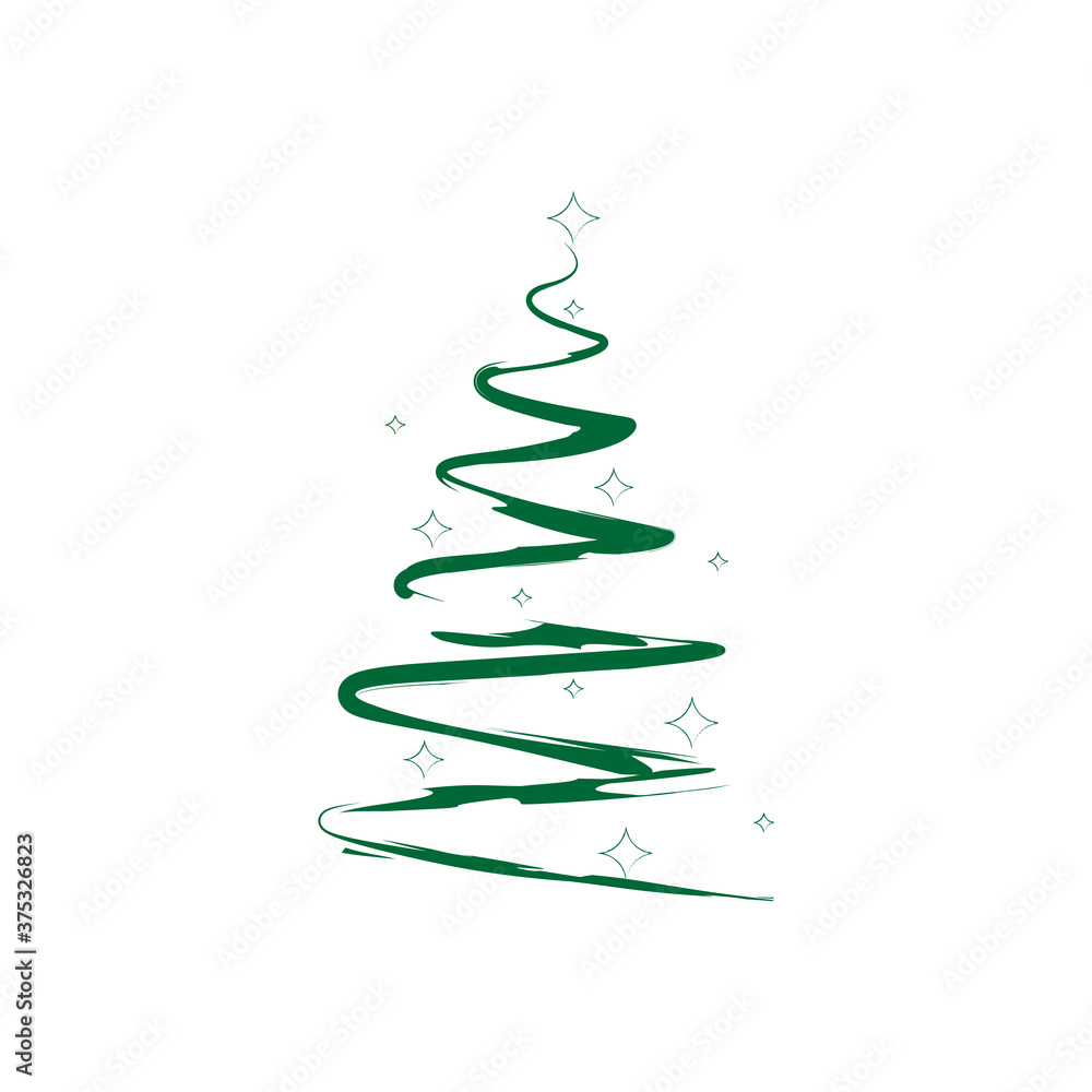 Christmas tree with stars lighting grunge icon Christmas tree with stars lighting grunge icon
