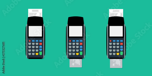 Pos terminal icon set flat style