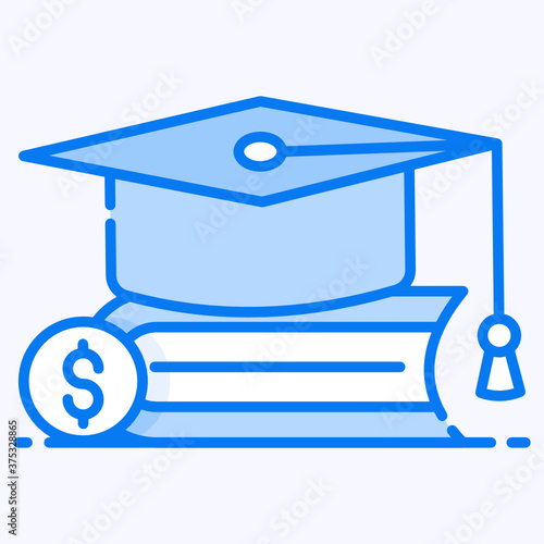 
Dollar with book and mortar board showcasing education loan icon
