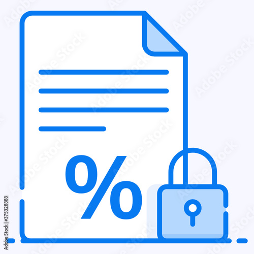 
Percentage sign on folded paper with padlock, fixed interest rate icon
