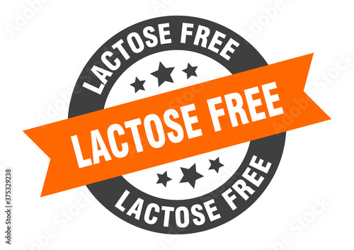 lactose free sign. round ribbon sticker. isolated tag