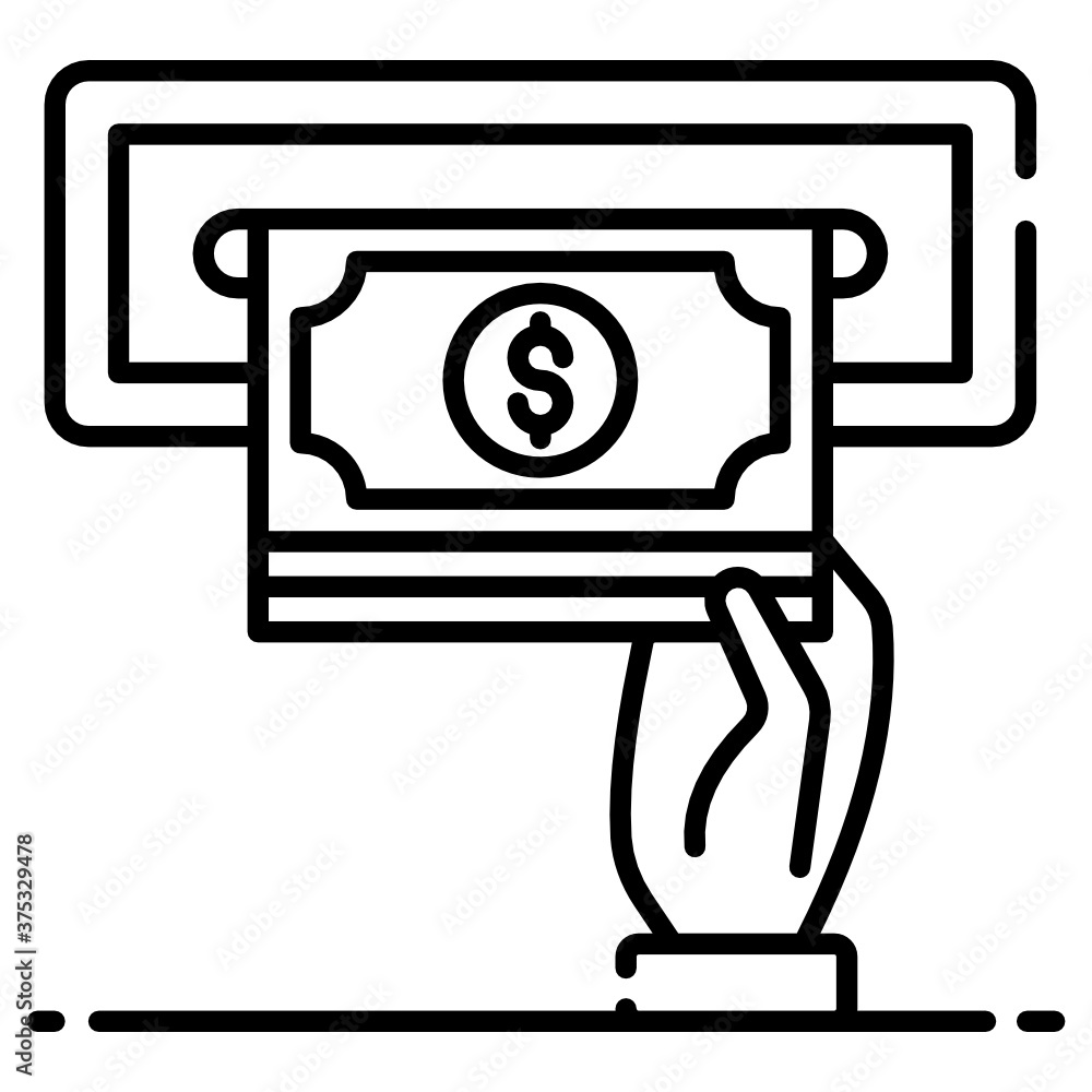 
Cash withdrawal icon, flat vector design 
