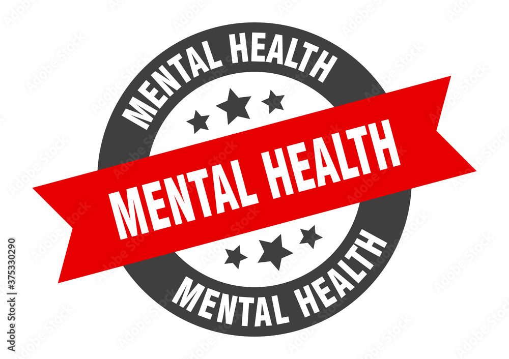 Fototapeta premium mental health sign. round ribbon sticker. isolated tag
