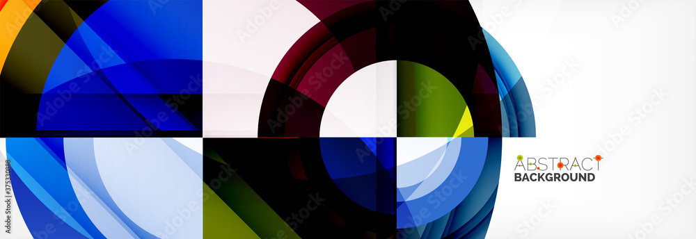 Round shapes, triangles and circles. Modern abstract background