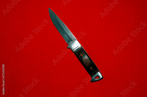 steel knife with brown handle