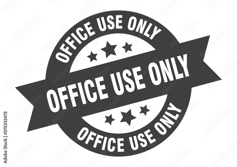 office use only sign. round ribbon sticker. isolated tag
