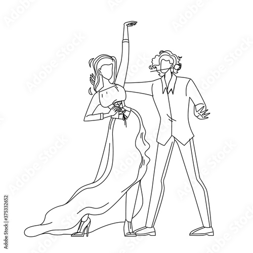 Woman And Man Dancers Dancing Flamenco Vector