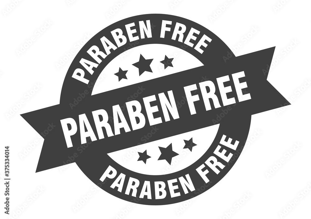 Fototapeta premium paraben free sign. round ribbon sticker. isolated tag