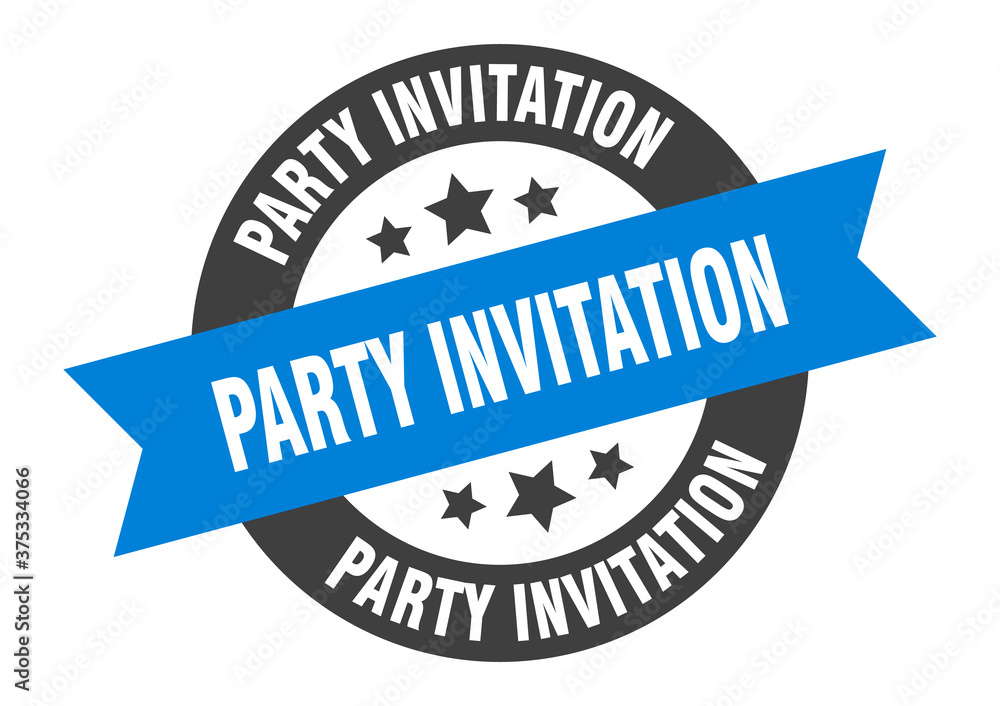 Fototapeta premium party invitation sign. round ribbon sticker. isolated tag
