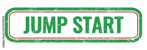 JUMP START green grungy rectangle stamp.