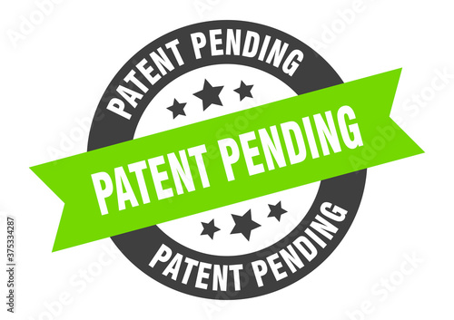 patent pending sign. round ribbon sticker. isolated tag