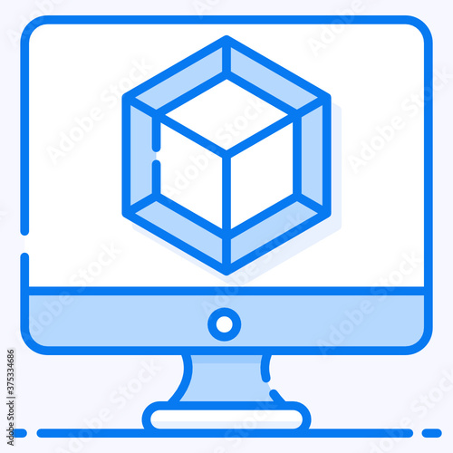  Flat vector icon of 3d modeling, entity 