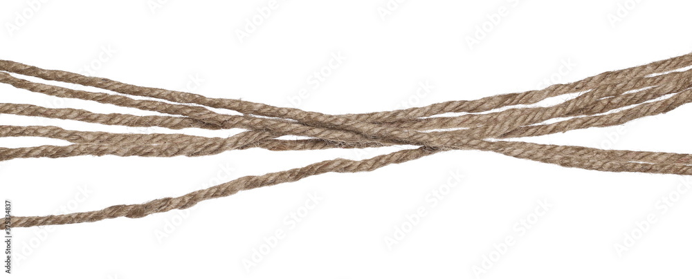 Brown rope isolated on white background with clipping path