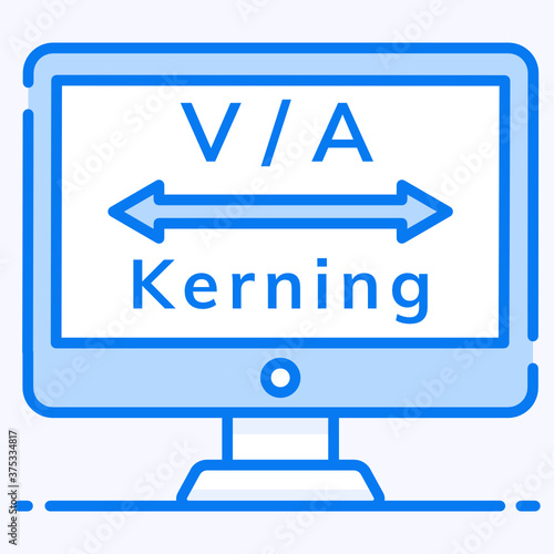 
A letter pacing tool, kerning icon in design
