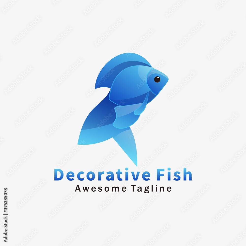 Obraz premium Vector Logo Illustration Decorative Fish Gradient Colorful Style.