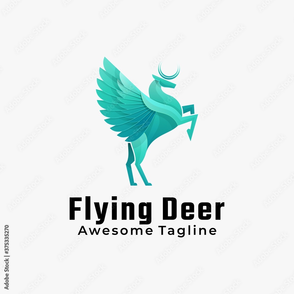 Fototapeta premium Vector Logo Illustration Flying Deer Gradient Colorful Style.
