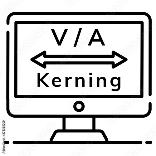 
A letter pacing tool, kerning icon in design
