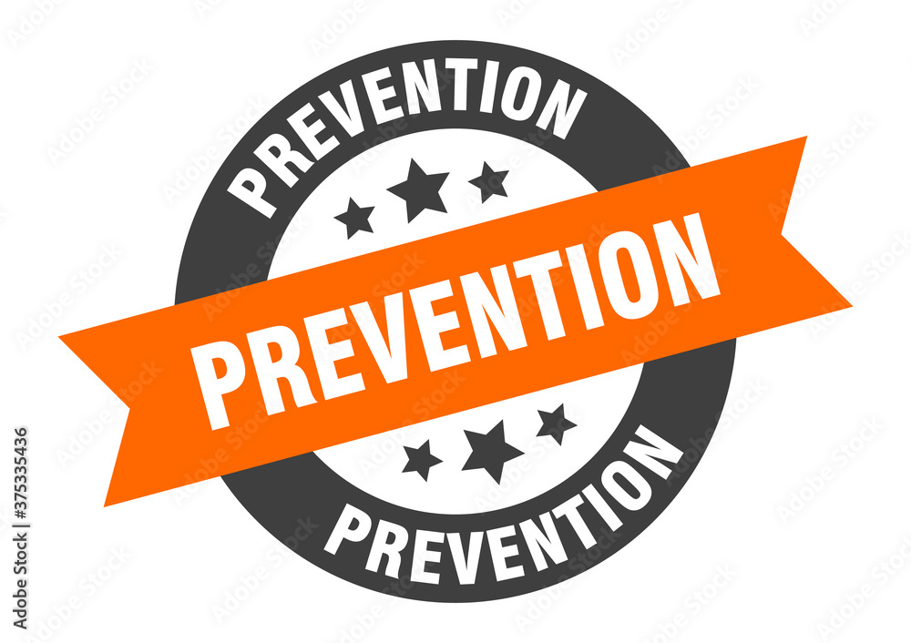 Fototapeta premium prevention sign. round ribbon sticker. isolated tag