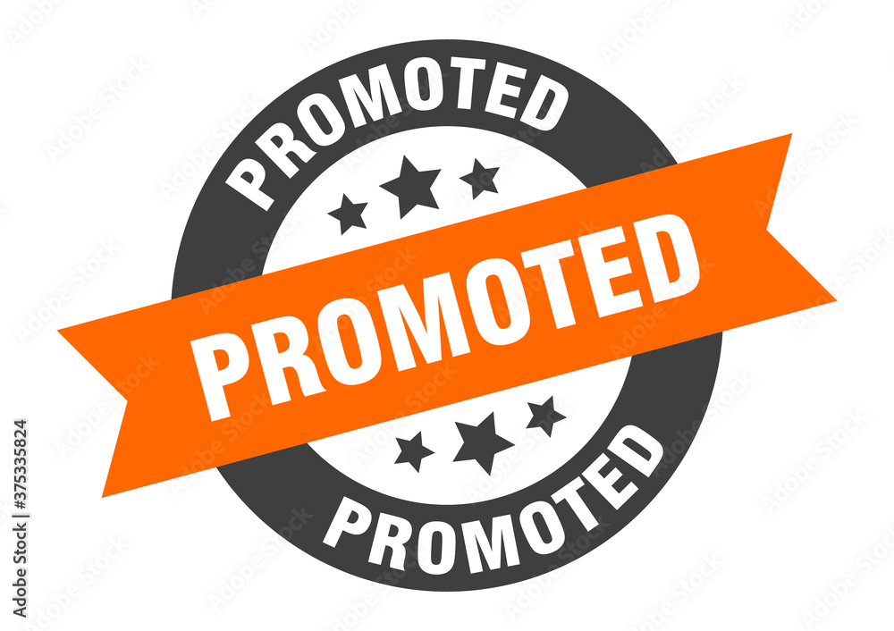 Fototapeta premium promoted sign. round ribbon sticker. isolated tag