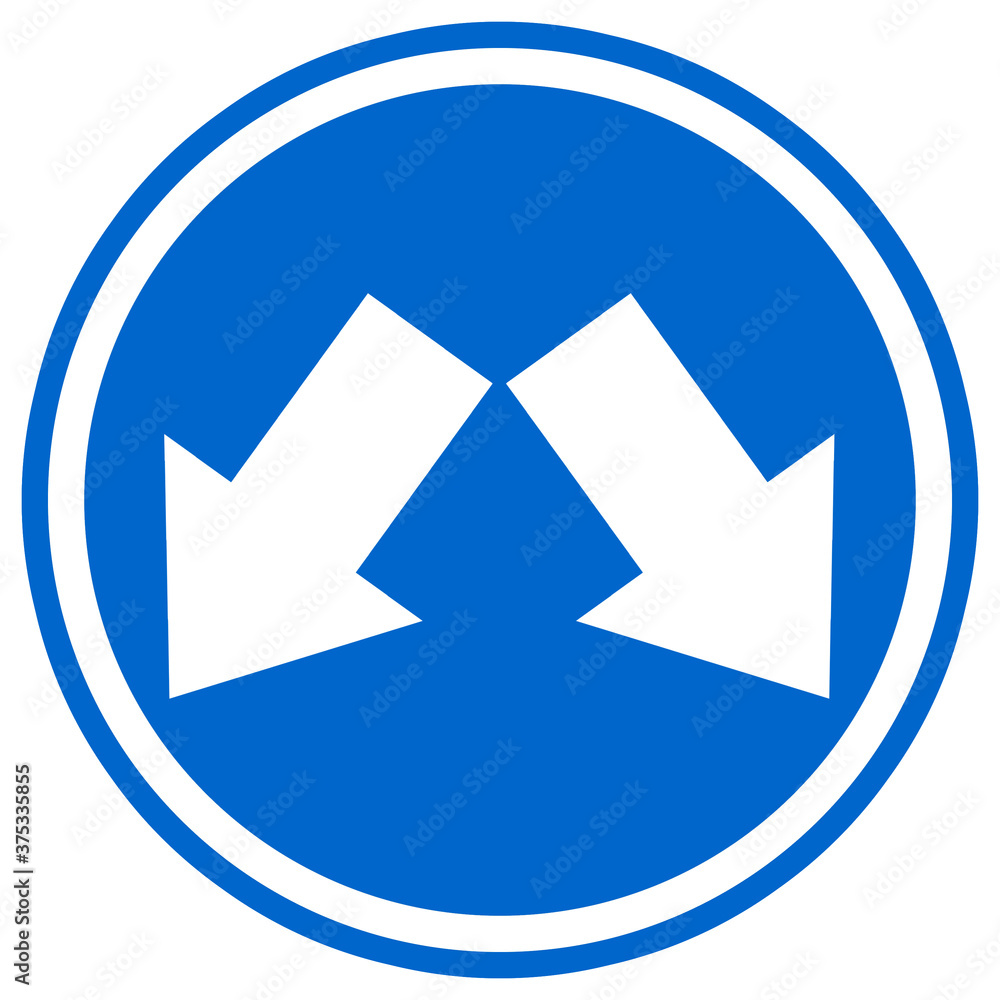 White arrow icon on blue background. White arrow icon on blue background.