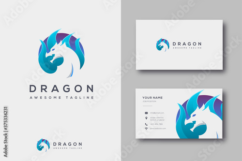 Modern flame and dragon logo icon vector template on white background