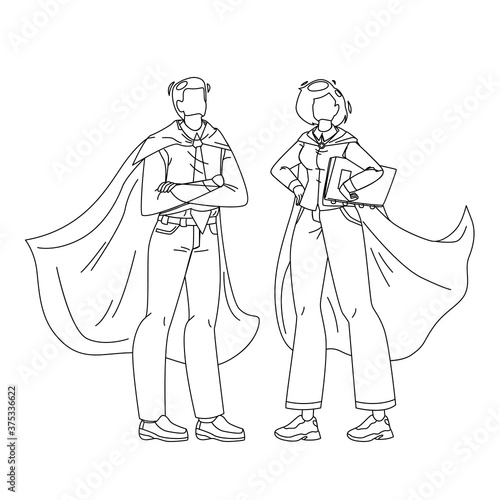 Bravery Superheroes Courage Man And Woman Vector