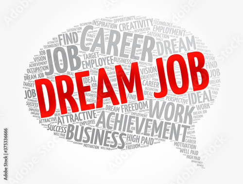 Dream job message bubble word cloud, business concept background