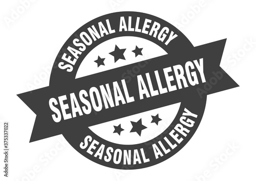 seasonal allergy sign. round ribbon sticker. isolated tag
