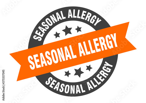 seasonal allergy sign. round ribbon sticker. isolated tag