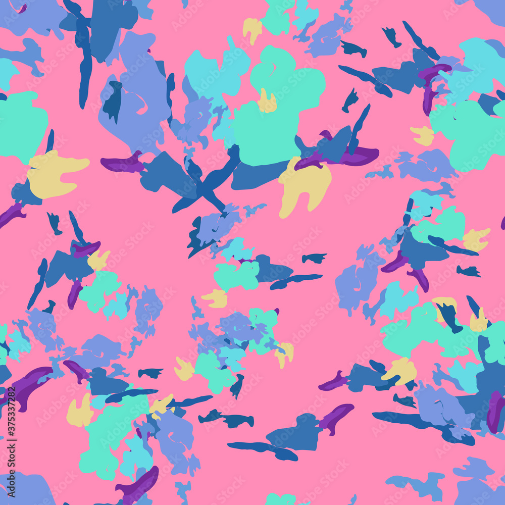UFO camouflage of various shades of pink, blue, yellow and violet colors UFO camouflage of various shades of pink, blue, yellow and violet colors