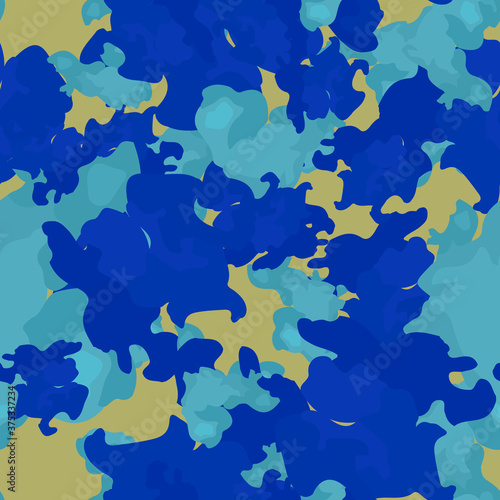 UFO camouflage of various shades of green, blue and sky blue colors