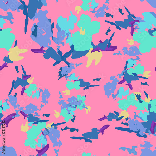 UFO camouflage of various shades of pink  blue  yellow and violet colors