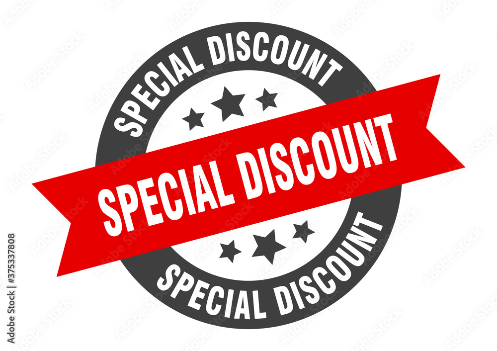 Obraz premium special discount sign. round ribbon sticker. isolated tag