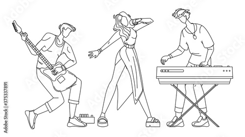 Music Band Artists Performing Song Concert Vector