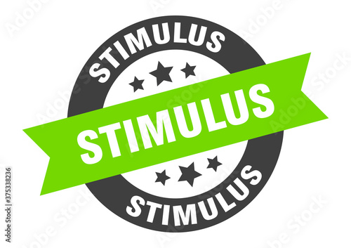 stimulus sign. round ribbon sticker. isolated tag