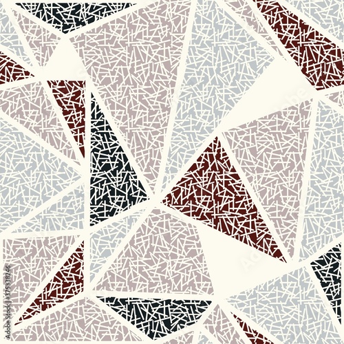 Seamless abstract pattern with triangles. Seamless patchwork in retro colors. Shabby chic. Vector