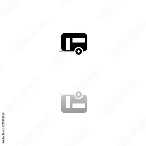 Camping trailer house icon flat
