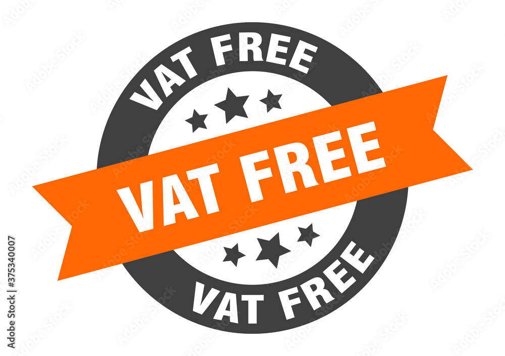 Obraz premium vat free sign. round ribbon sticker. isolated tag