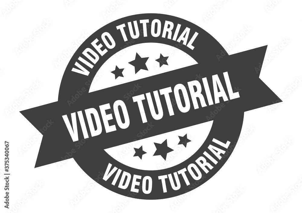 Fototapeta premium video tutorial sign. round ribbon sticker. isolated tag