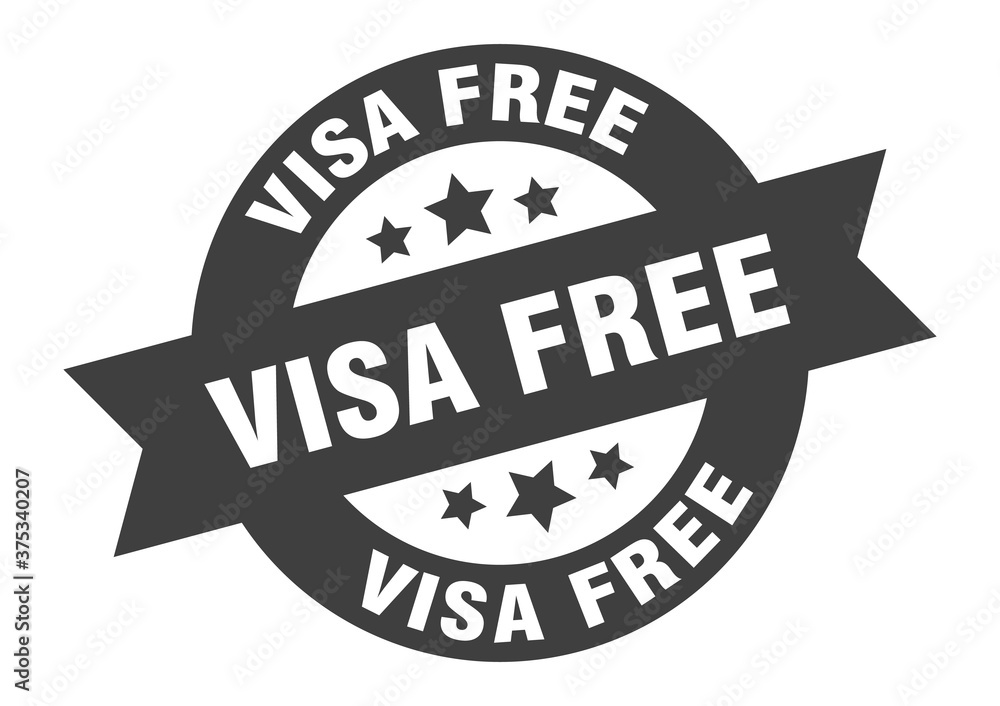 Fototapeta premium visa free sign. round ribbon sticker. isolated tag