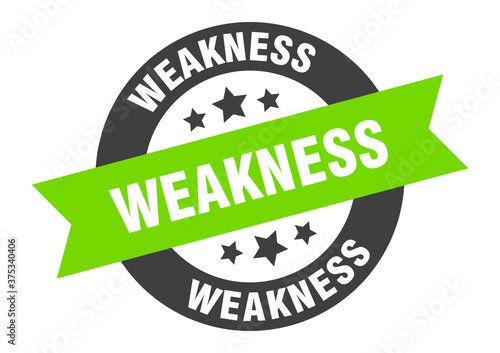 weakness sign. round ribbon sticker. isolated tag